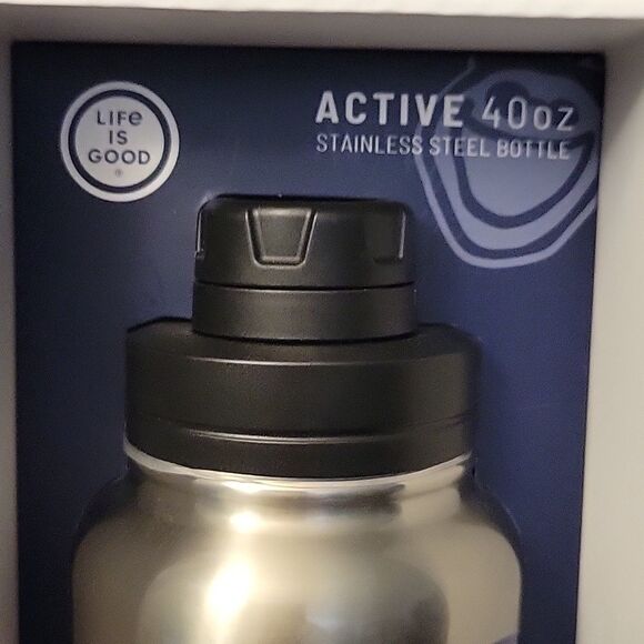 NEW LIFE IS GOOD STICKER TIEDYE PEACE STAINLESS STEEL WATER BOTTLE 40 OZ NWT - Picture 2 of 9